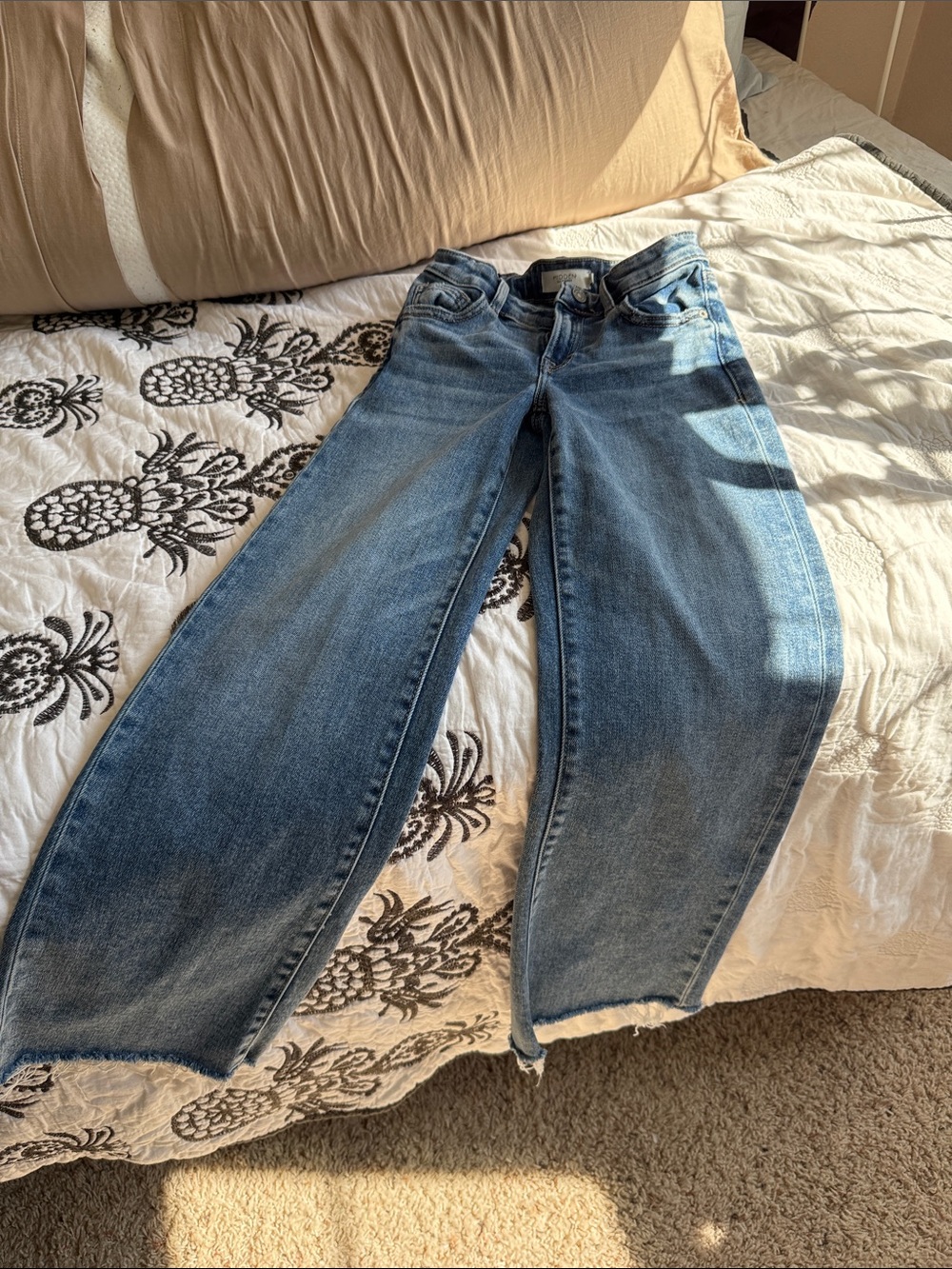 Girls  Blue Wide-Leg Denim Jeans